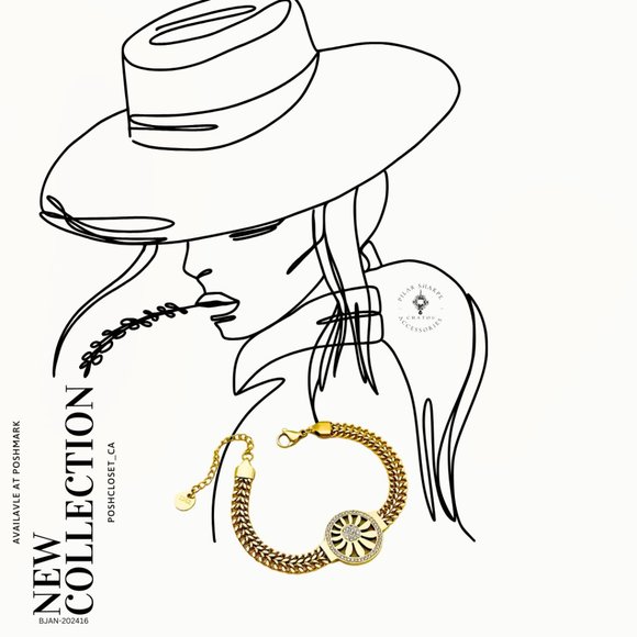 Stainless Steel Bracelets Flower Style Gold - Picture 2 of 2